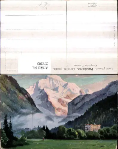 277203,Künstler AK Jungfrau b. Grindelwald Bergkulisse pub Theo Stroefer 754/1 Kt Bern