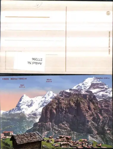 277206,Mürren Teilansicht m. Mönch Eiger u. Jungfrau Bergkulisse Kt Bern