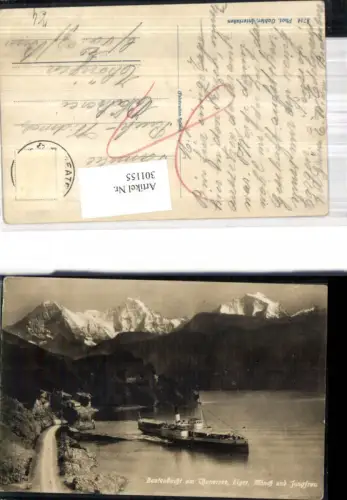 301155,Beatenbucht a. Thunersee Eiger Mönch u. Jungfrau Schiff Dampfer Beaten Kt Bern