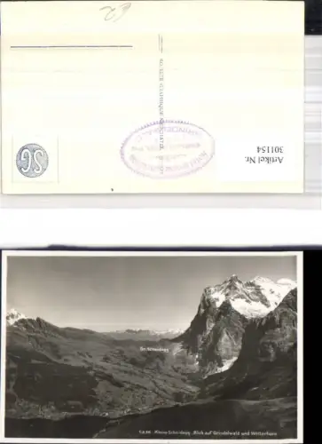 301154,Foto Ak Kleine Scheidegg Blick auf Grindelwald u. Wetterhorn Kt Bern