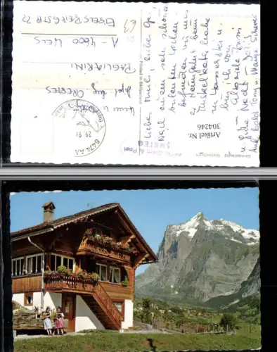 304246,Grindelwald Wetterhorn Hausansicht Bergkulisse Stempel Hotel Stern e Post Amsteg Kt Bern