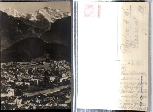 309441,Interlaken Totale m. Mönch u. Jungfrau Bergkulisse Kt Bern