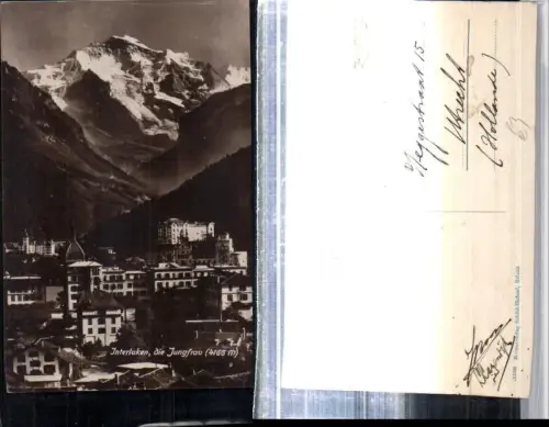 309447,Interlaken Teilansicht m. Jungfrau Bergkulisse Kt Bern
