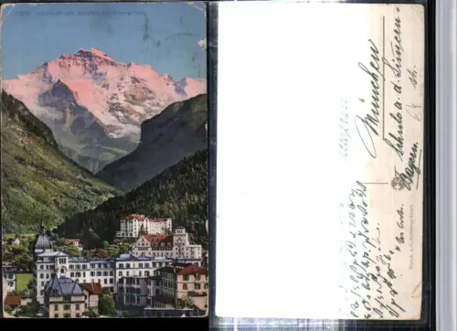 309454,Interlaken Teilansicht m. Jungfrau Bergkulisse Kt Bern