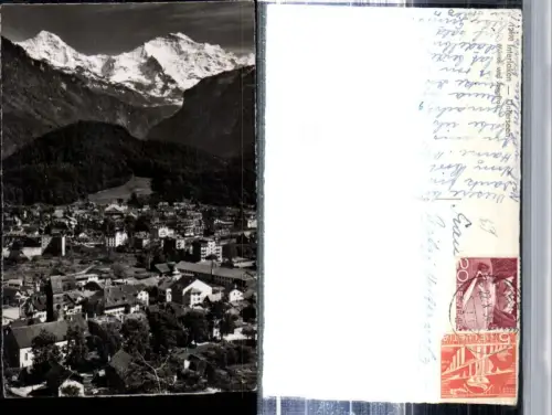 309474,Interlaken Unterseen Totale m. Mönch u. Jungfrau Bergkulisse Kt Bern