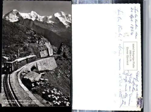309476,Schynige Platte b. Gündlischwand Zahnradbahn m. Eiger Mönch Jungfrau Bergkulisse Kt Bern