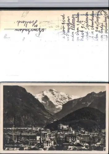 309487,Interlaken Teilansicht m. Jungfrau Bergkulisse Kt Bern