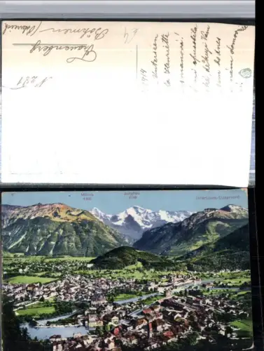 309511,Interlaken Unterseen Totale m. Mönch u. Jungfrau Bergkulisse Kt Bern