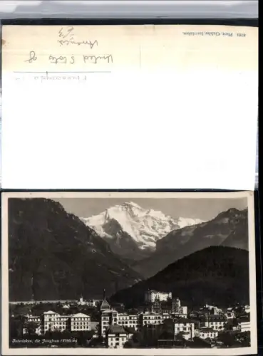309518,Interlaken Teilansicht m. Jungfrau Bergkulisse Hotelstempel Victoria Kt Bern