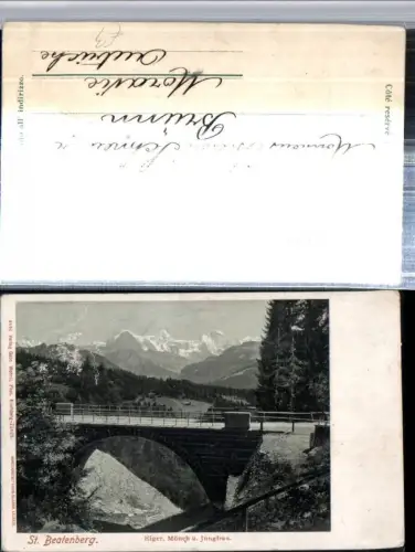 309540,St. Beatenberg Brücke m. Eiger Mönch u. Jungfrau Bergkulisse Kt Bern