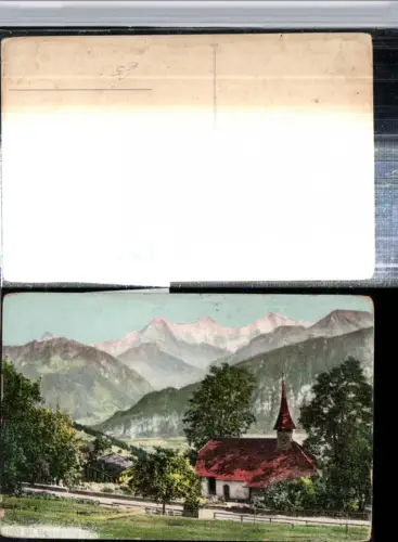 309552,St. Beatenberg Kirche m. Eiger Mönch u. Jungfrau Bergkulisse Kt Bern