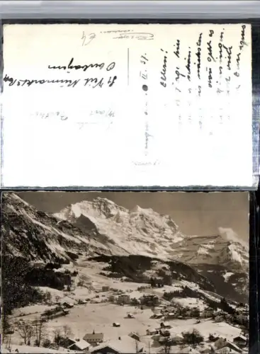 309567,Wengen Totale m. Jungfrau Bergkulisse Winterbild Kt Bern