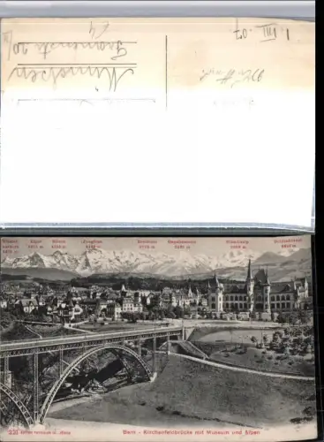 309582,Bern Teilansicht Kirchenfeldbrücke m. Museum u. Alpen Bergkulisse