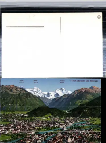 309596,Interlaken u. Unterseen Totale m. Eiger Mönch Jungfrau Bergkulisse Kt Bern
