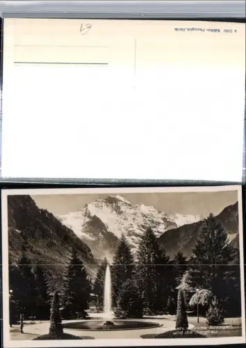 309608,Interlaken Kursaal-Anlagen Springbrunnen m. Jungfrau Bergkulisse Kt Bern