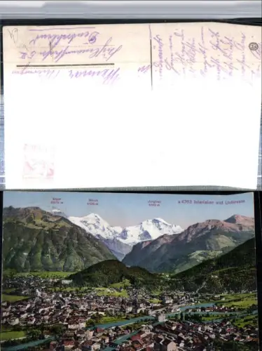 309631,Interlaken u. Unterseen Totale m. Eiger Mönch Jungfrau Bergkulisse Kt Bern