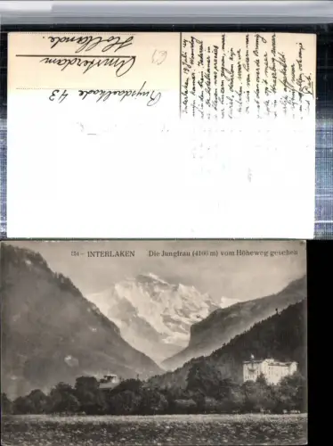 309647,Interlaken Hotel m. Jungfrau vom Höheweg Bergkulisse Kt Bern