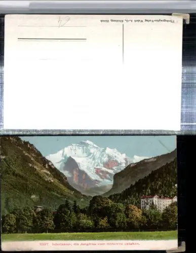 309651,Interlaken Hotel m. Jungfrau vom Höheweg Bergkulisse Kt Bern