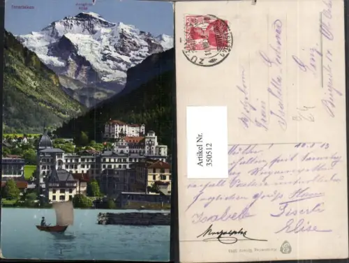 350512,Interlaken Teilansicht m. Jungfrau Bergkulisse Kt Bern
