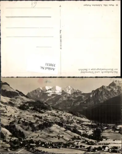 350531,Reichenbach u. Scharnachtal m. Blümlisalpgruppe u. Bachfluh Totale Bergkulisse Kt Bern