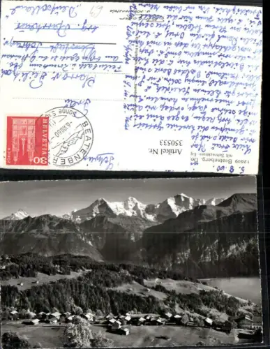 350533,Beatenberg Teilansicht m. Schreckhorn Eiger Mönch Jungfrau Bergkulisse Kt Bern