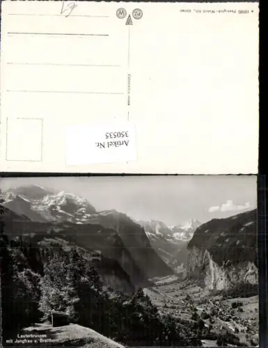 350535,Lauterbrunnen Totale m. Jungfrau u. Breithorn Bergkulisse Kt Bern