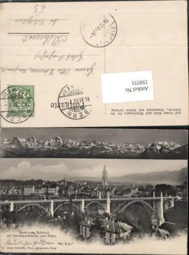 350551,Bern Totale vom Schänzli m. Kornhausbrücke Brücke Bergkulisse