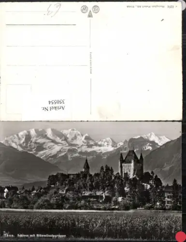 350554,Thun Schloss m. Blüemlisalpgruppe Bergkulisse Kt Bern