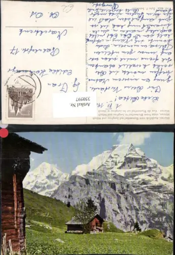 350597,Mürren Ausblick v. Blumenthal auf Jungfrau u. Mönch Bergkulisse Kt Bern