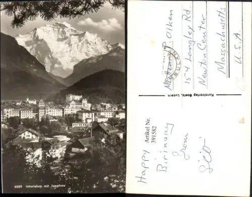 391582,Interlaken Teilansicht m. Jungfrau Bergkulisse Kt Bern
