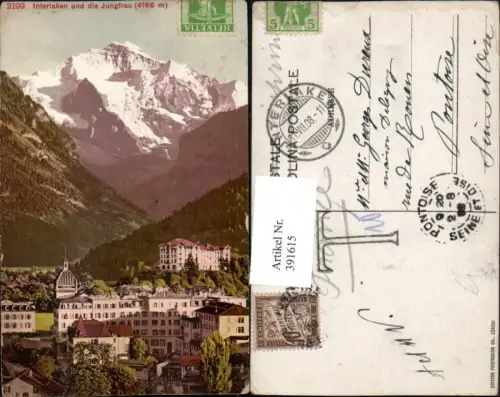 391615,Interlaken Teilansicht m. Jungfrau Bergkulisse Kt Bern