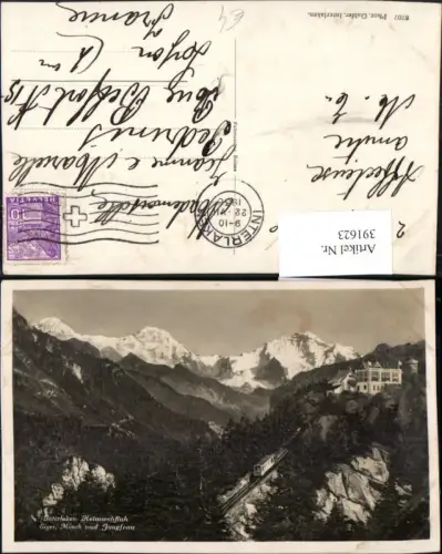 391623,Interlaken Bergbahn Heimwehfluh Eiger Mönch u. Jungfrau Bergkulisse Kt Bern