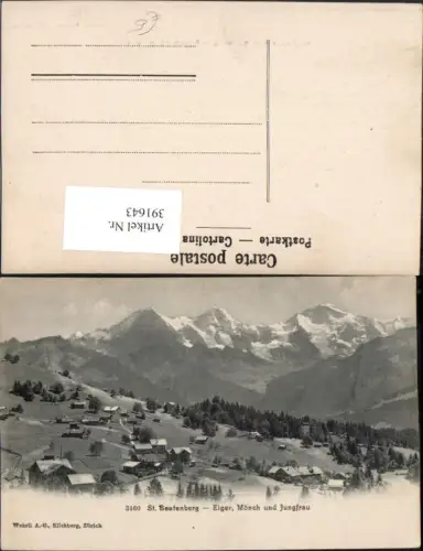 391643,St. Beatenberg Teilansicht m. Eiger Mönch u. Jungfrau Bergkulisse Kt Bern