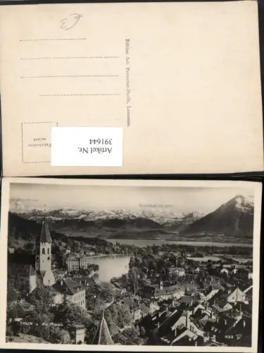 391644,Thun Teilansicht Kirche m. Alpen Bergkulisse Kt Bern