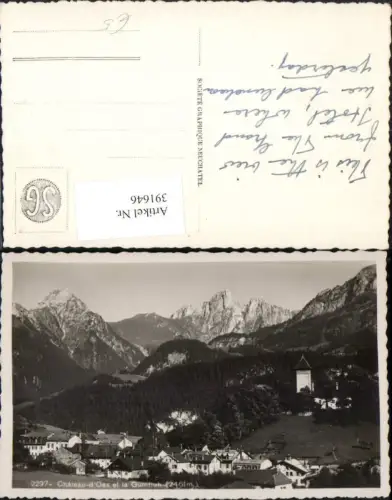 391646,Chateau-d'Oex et la Gumfluh Teilansicht Bergkulisse Kt Bern