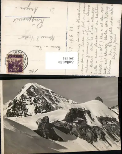 391654,Berghaus Observatorium und Mönch Bergkulisse Kt Bern