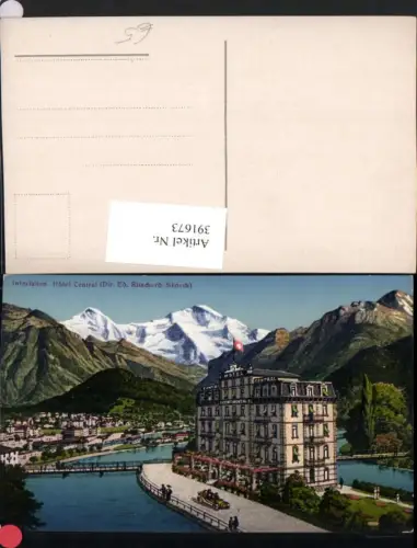 391673,Interlaken Teilansicht Hotel Central Bergkulisse Kt Bern