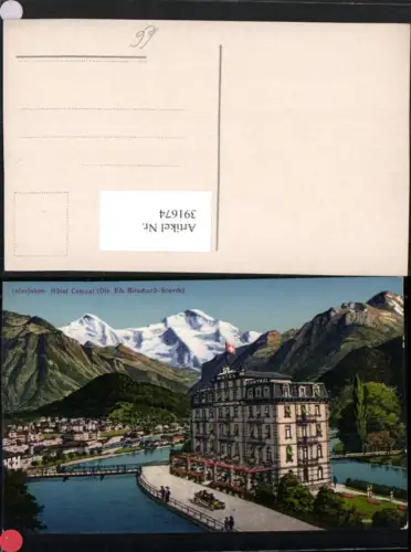 391674,Interlaken Teilansicht Hotel Central Bergkulisse Kt Bern
