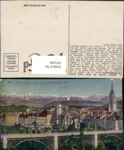391688,Bern View of City and Alps Teilansicht Brücke Bergkulisse