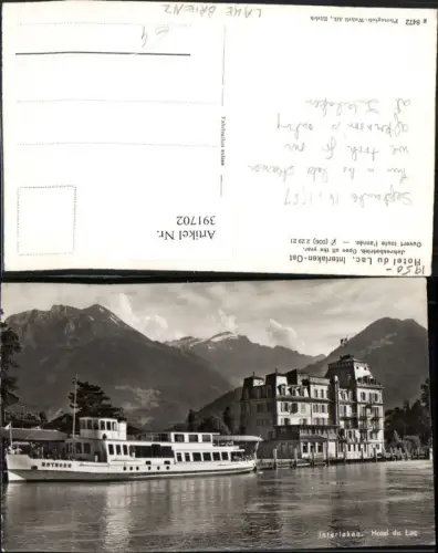 391702,Interlaken Hotel du Lac Boot Rothorn Bergkulisse Kt Bern