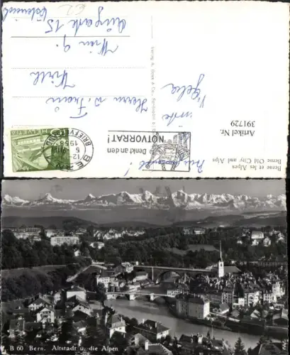 391729,Berne Bern Alstadt Totale m. Alpen Bergkulisse