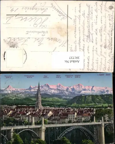 391737,Bern Totale Brücke Kirche m. Alpen Bergkulisse