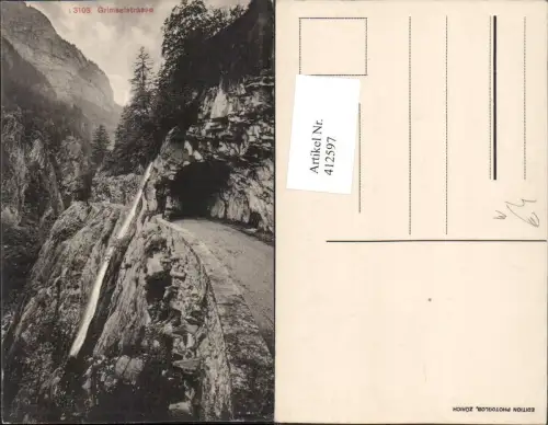 412597,Grimselstrasse b. Innertkirchen Straße Wasserfall Kt Bern