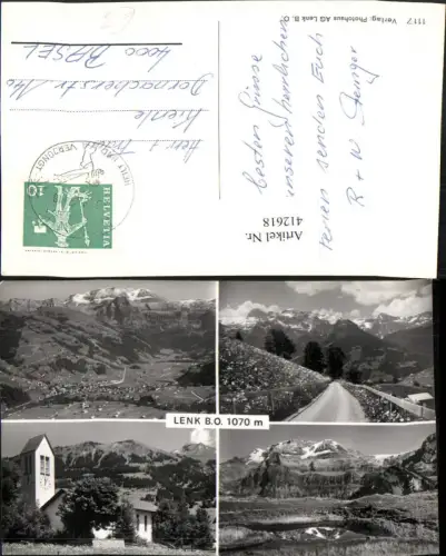 412618,Lenk Totale Kirche Straße Bergkulisse Mehrbildkarte Kt Bern