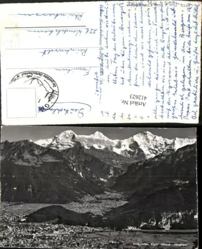412623,Interlaken Totale m. Eiger Mönch u. Jungfrau Bergkulisse Kt Bern