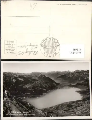 412631,Blick vom Niesen auf Thuner- und Brienzersee Bergkulisse Kt Bern