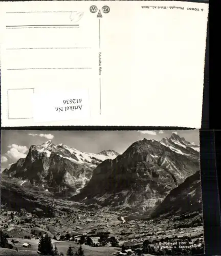 412636,Grindelwald Totale m. Wetter- und Schreckhorn Bergkulisse Kt Bern