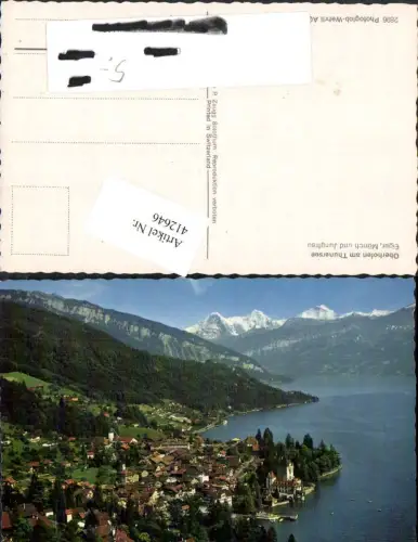 412646,Oberhofen am Thunersee Totale m. Eiger Mönch u. Jungfrau Bergkulisse Kt Bern