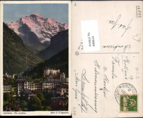 440616,Interlaken Teilansicht m. Jungfrau Bergkulisse Kt Bern