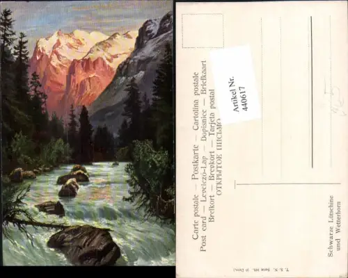 440617,Künstler AK Kolby Schwarze Lütschine u. Wetterhorn Kt Bern pub Theo Stroefer 591